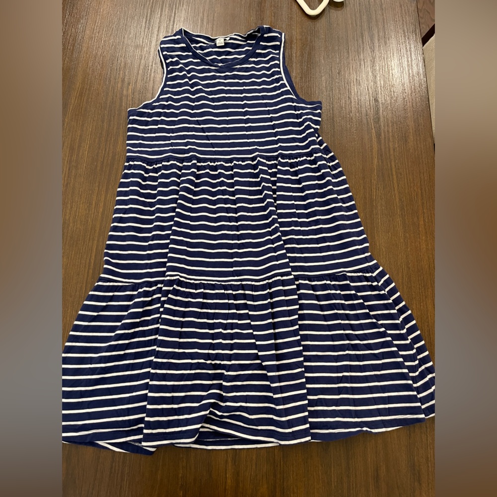 J. Crew Navy and White Striped Casual Dress